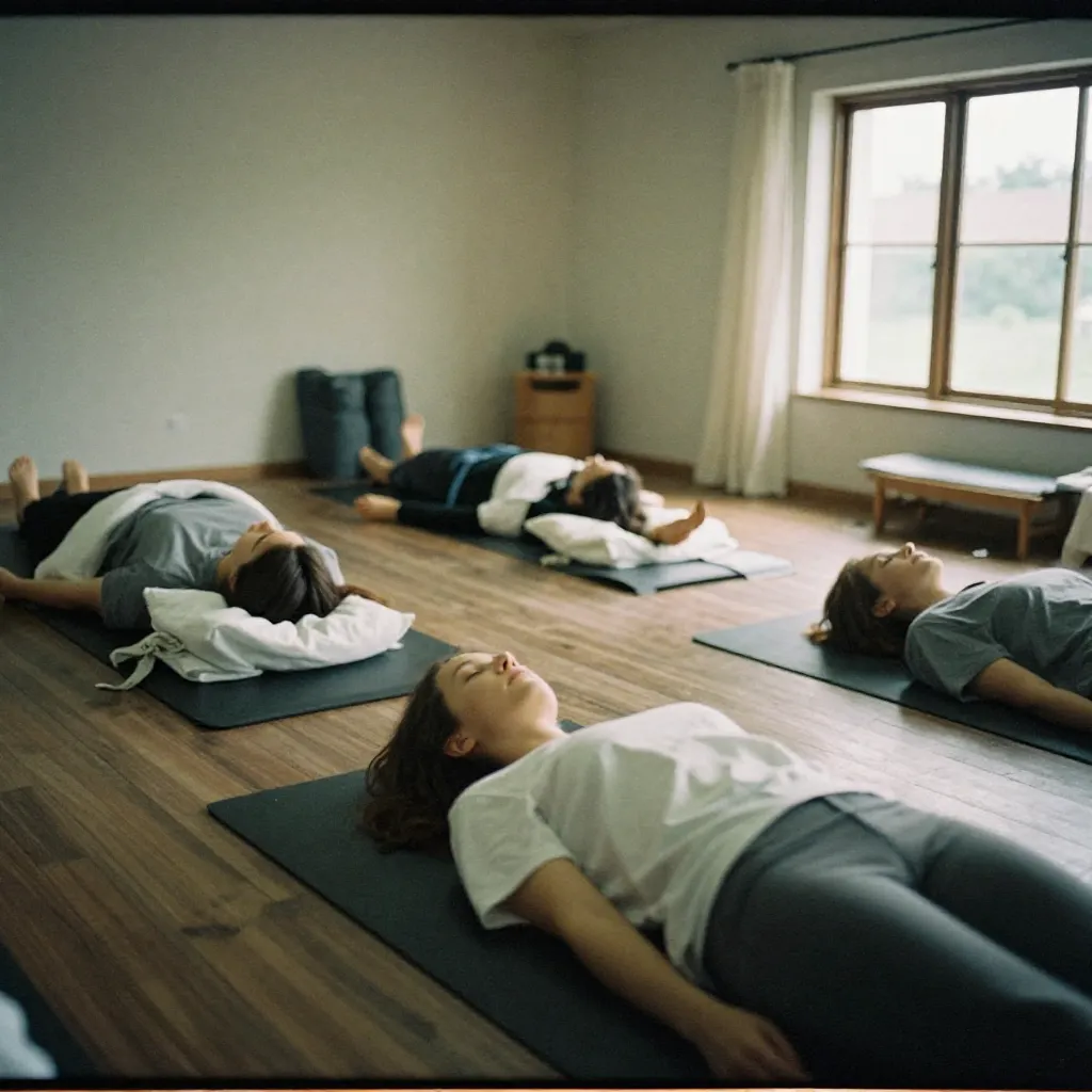 Minimal lounge seating arranged around a low table